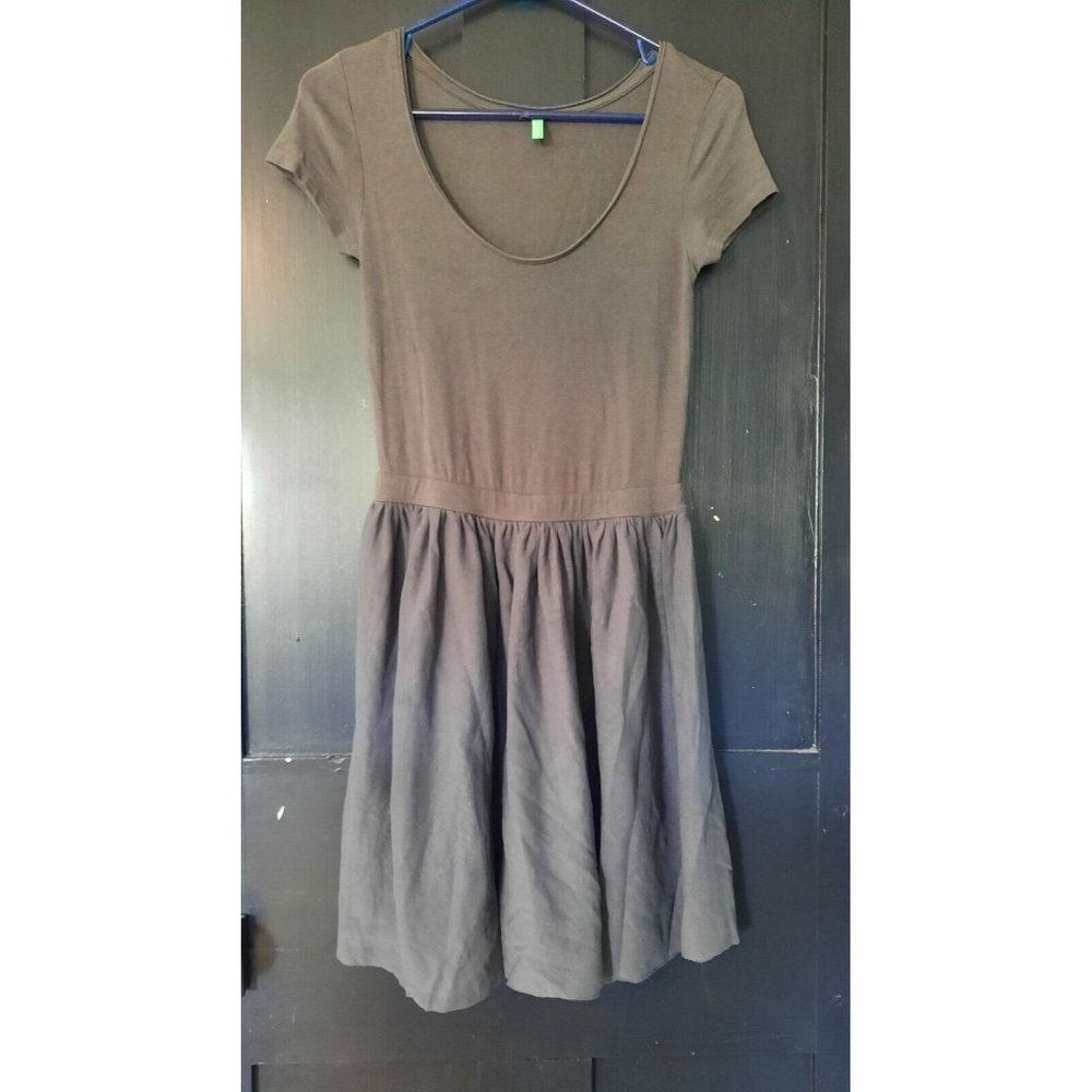 United Colors of Benetton womens grey midi scoop neck fit and flare dress size S